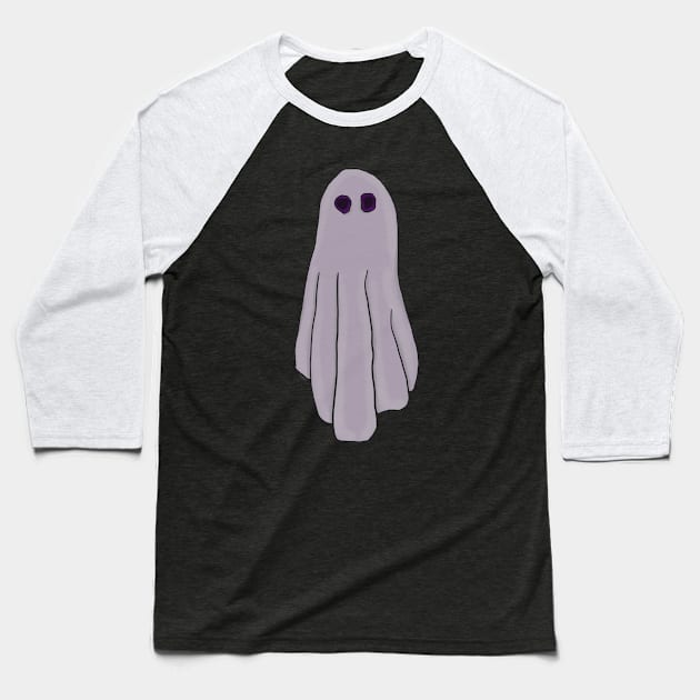 Sheet Ghost Baseball T-Shirt by tesiamarieart